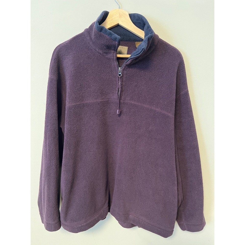 St. John's Bay Quarter-Zip Fleece Pullover Mens Large Purple Pre-owned Soft